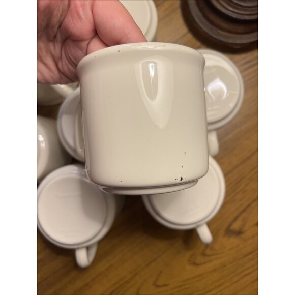 Tupperware Melamine Mugs With Handles Cream Mod Vintage 1970s Set Of 8 - Picture 12 of 12